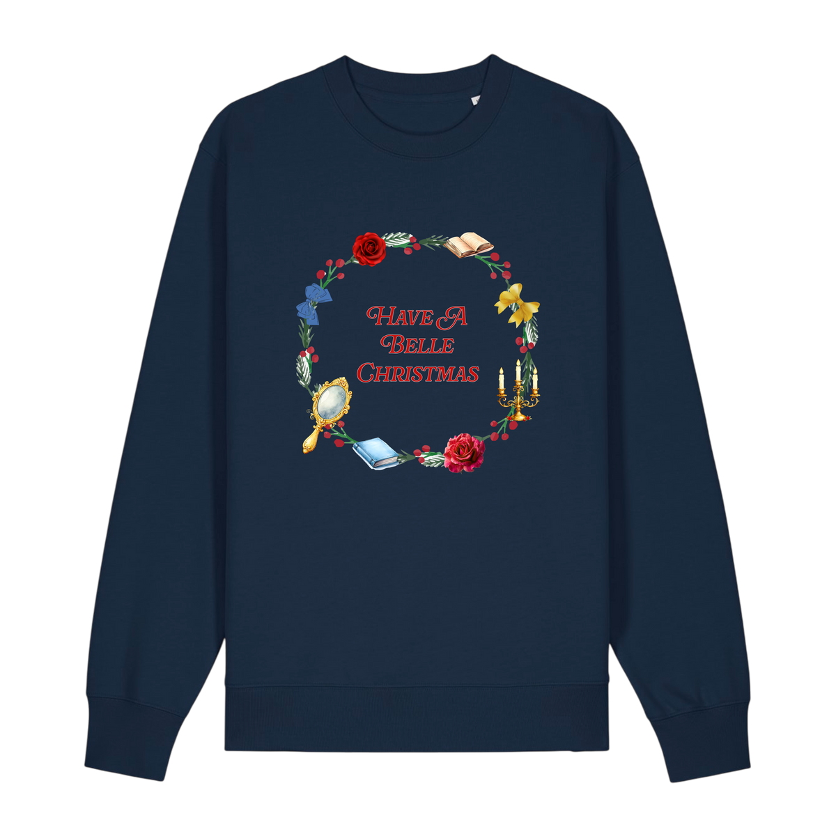 Belle Christmas Wreath - Unisex Sweatshirt - French Navy (front)