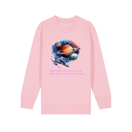 Cosmic Hero - Kids Sweatshirt - Cotton Pink (front)