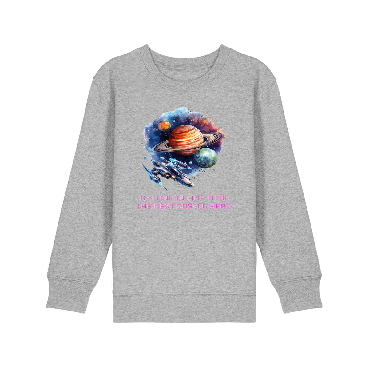 Cosmic Hero - Kids Sweatshirt - Heather Grey (front)