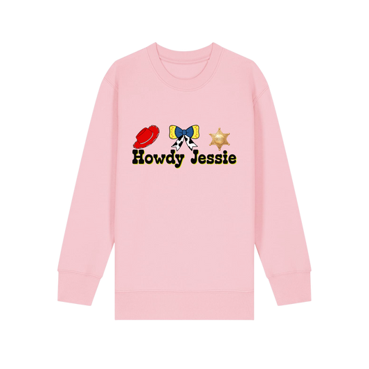 Howdy Jessie - Kids Sweatshirt - Cotton Pink (front)