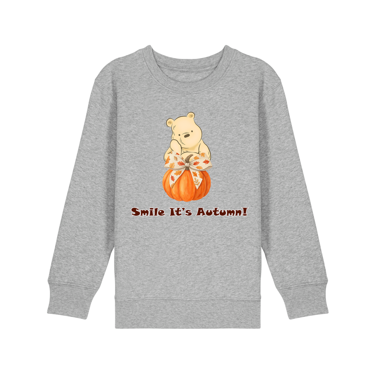 Pooh Bear Autumn - Kids Sweatshirt - Heather Grey (front)