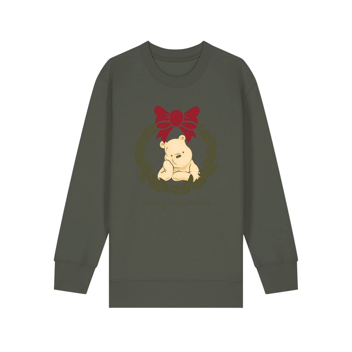 Pooh Bear Wreath - Kids Sweatshirt - Khaki (front)