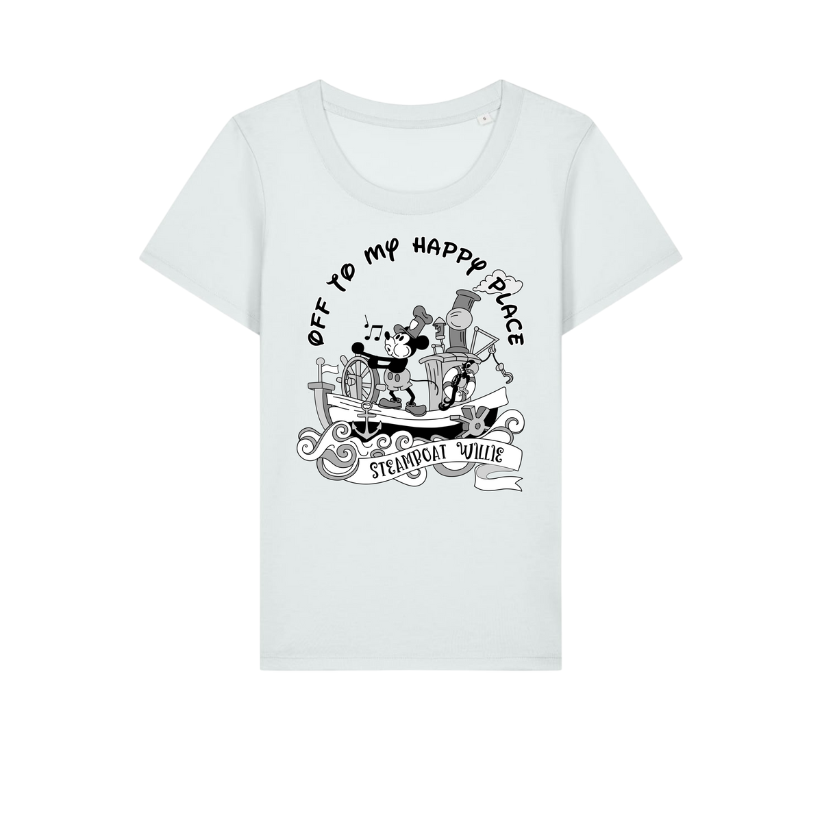 Steamboat Willie - Ladies Fitted T-Shirt - Ice Blue (front)