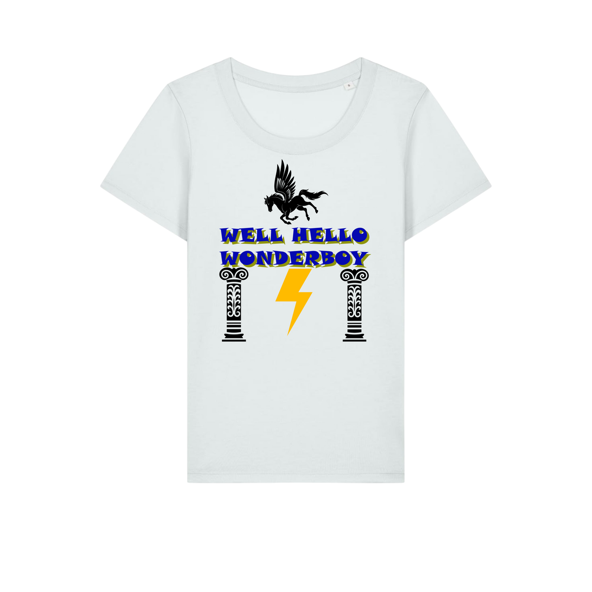 Well Hello Wonder Boy - Ladies Fitted T-Shirt - Ice Blue (front)