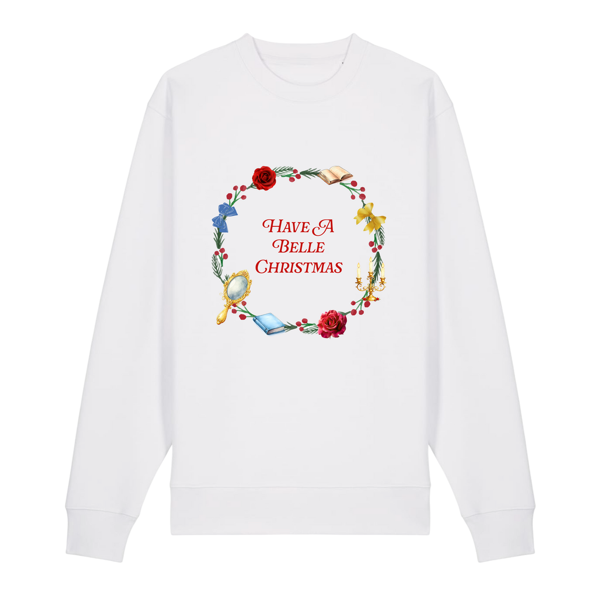 Belle Christmas Wreath - Unisex Sweatshirt - White (front)