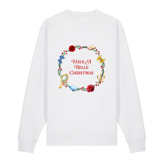 Belle Christmas Wreath - Unisex Sweatshirt - White (front)