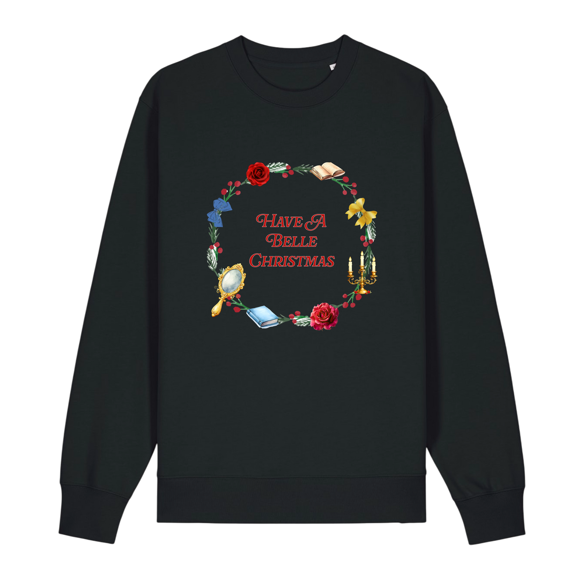 Belle Christmas Wreath - Unisex Sweatshirt - Black (front)