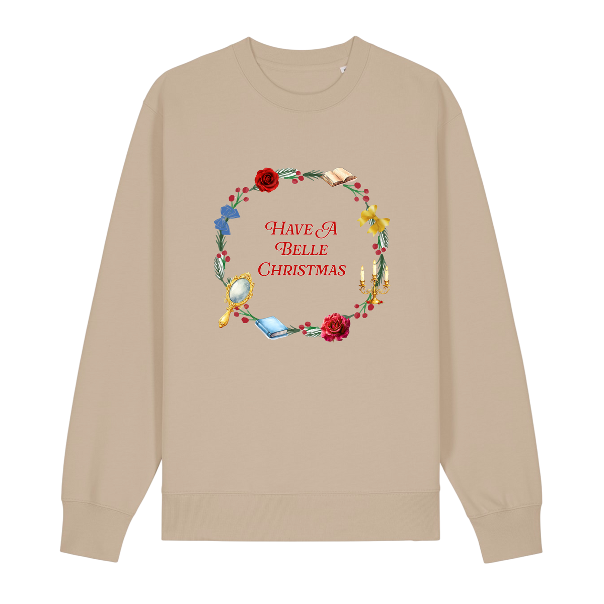 Belle Christmas Wreath - Unisex Sweatshirt - Desert Dust (front)
