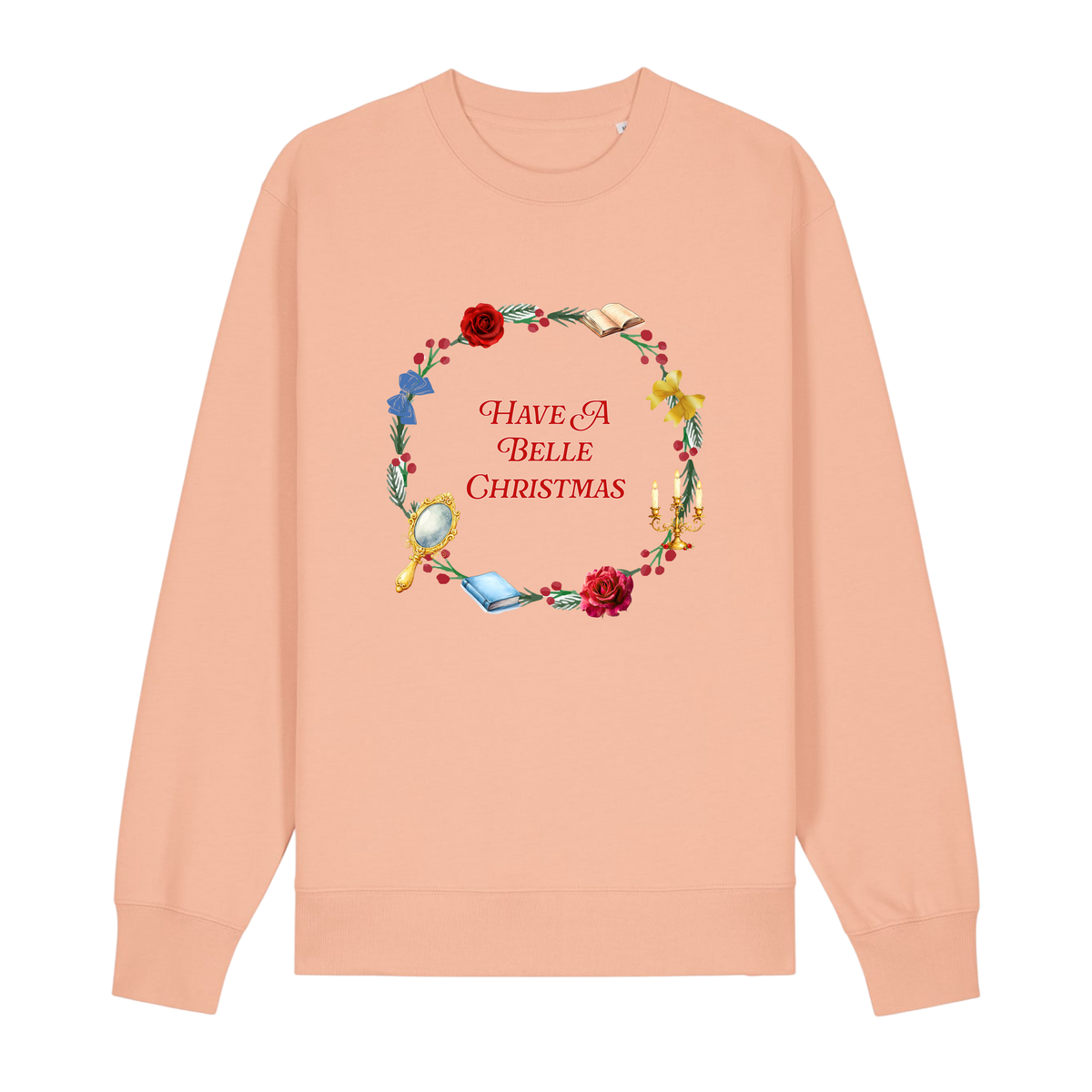 Belle Christmas Wreath - Unisex Sweatshirt - Fraiche Peche (front)