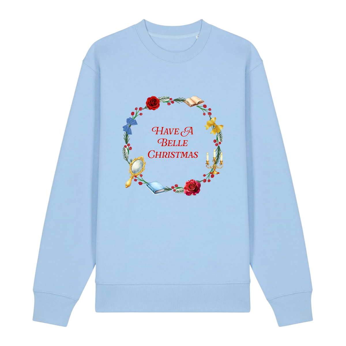 Belle Christmas Wreath - Unisex Sweatshirt - Blue Soul (front)