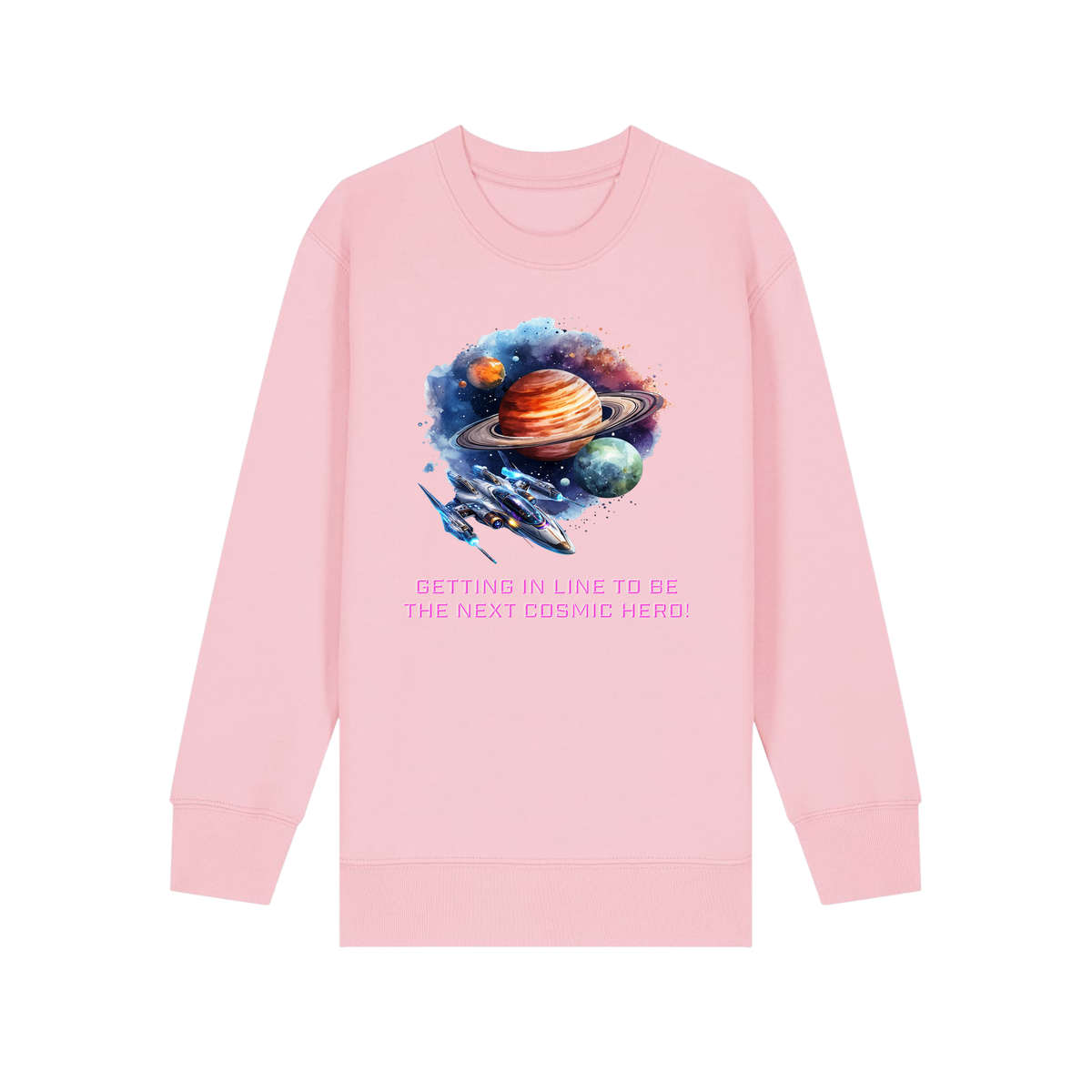 Cosmic Hero - Kids Sweatshirt - Cotton Pink (front)