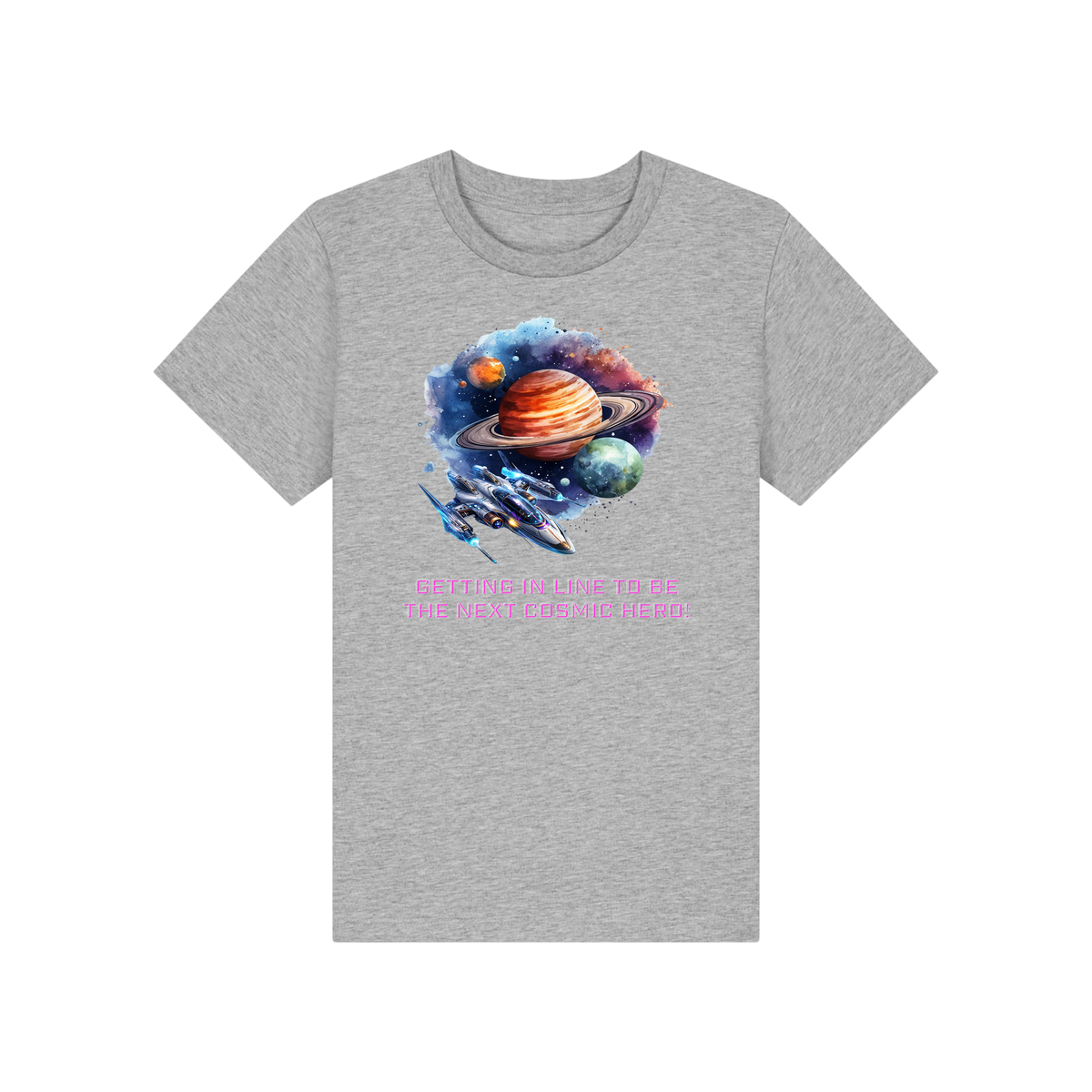 Cosmic Hero - Kids T-Shirt - Heather Grey (front)