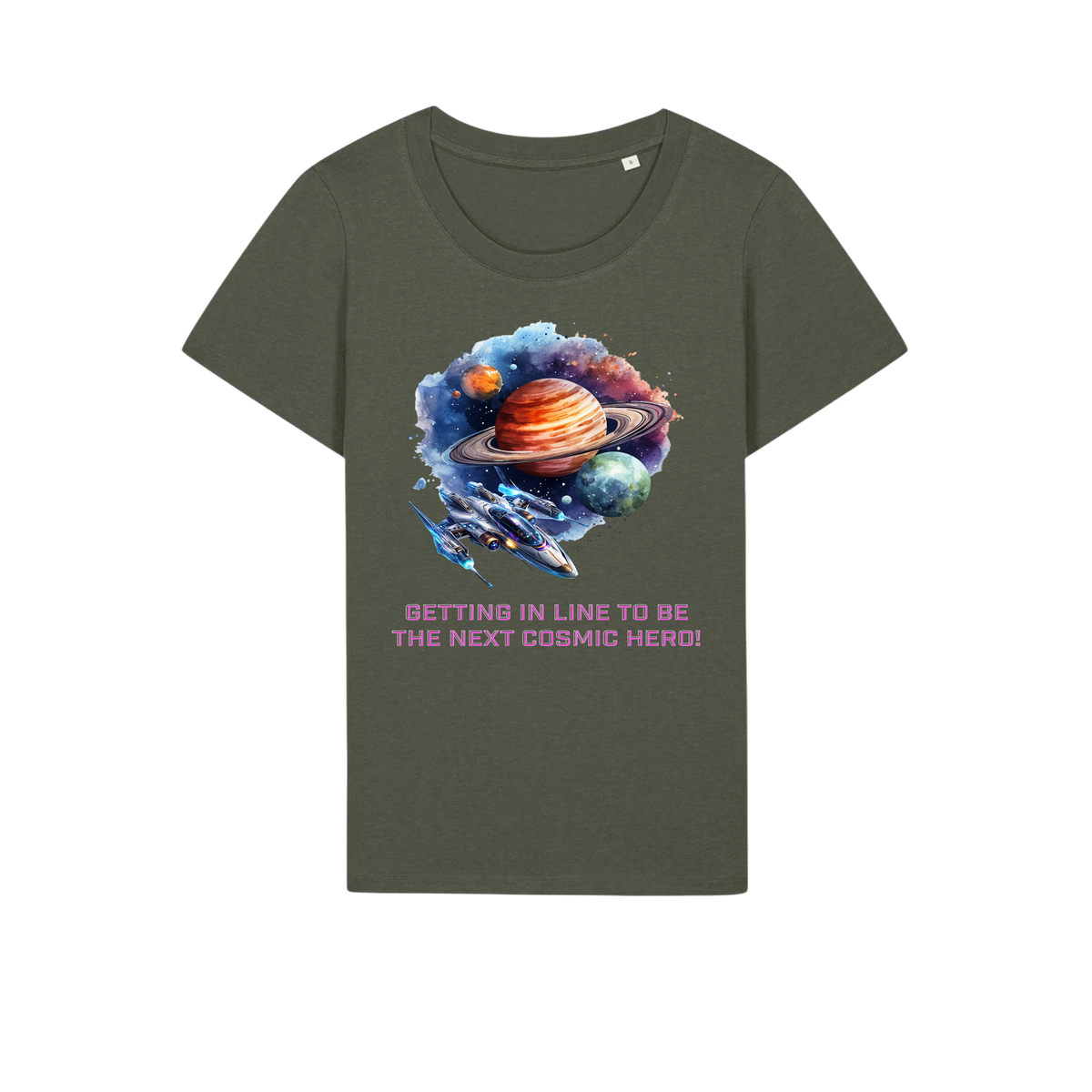 Cosmic Hero - Ladies Fitted T-Shirt - Khaki (front)