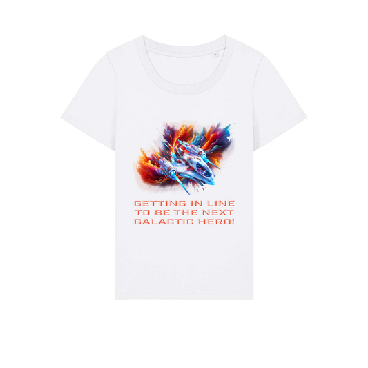 Galactic Hero - Ladies Fitted T-Shirt - White (front)