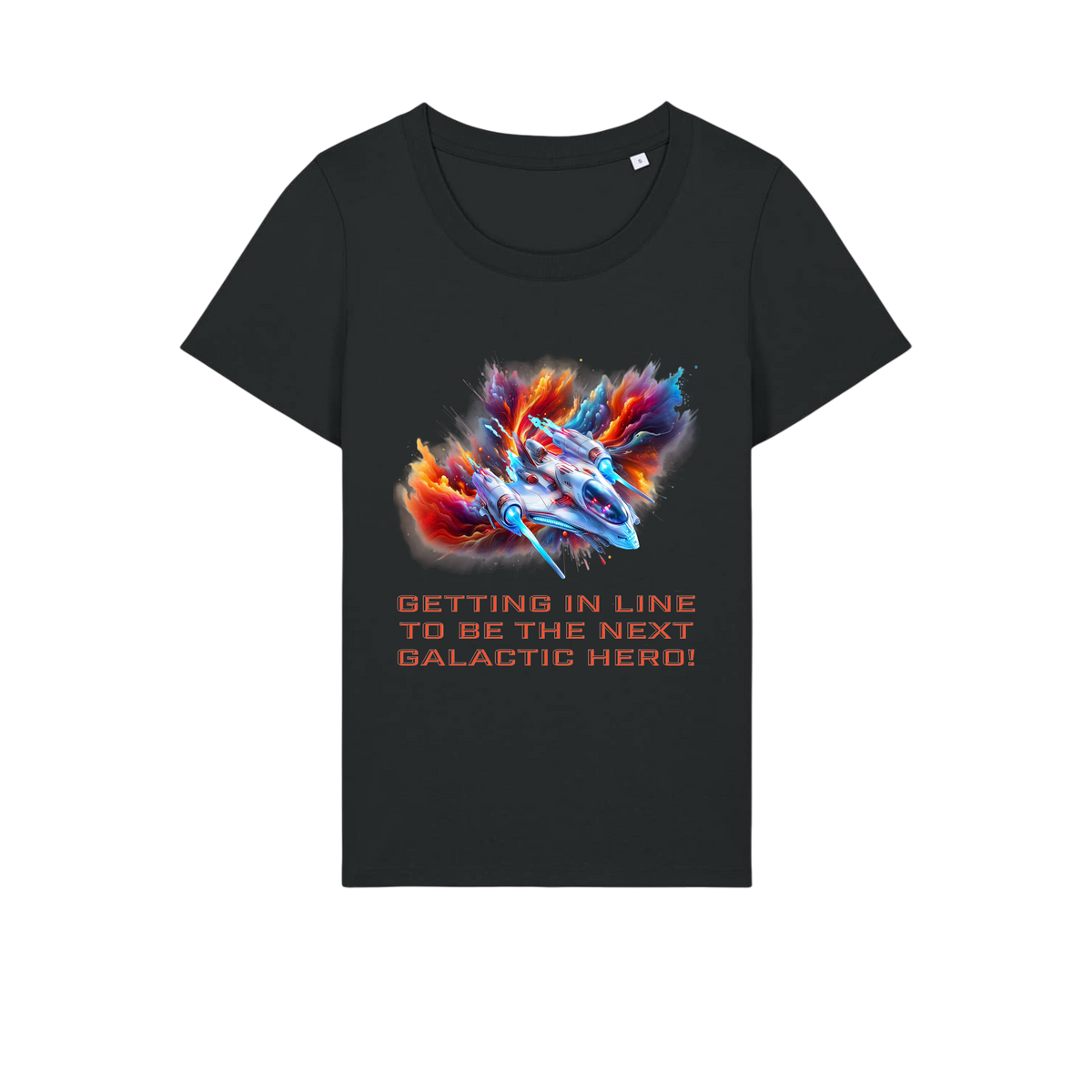 Galactic Hero - Ladies Fitted T-Shirt - Black (front)