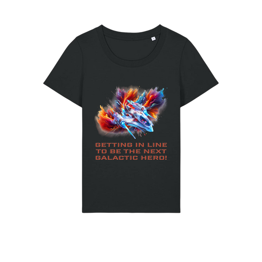 Galactic Hero - Ladies Fitted T-Shirt - Black (front)