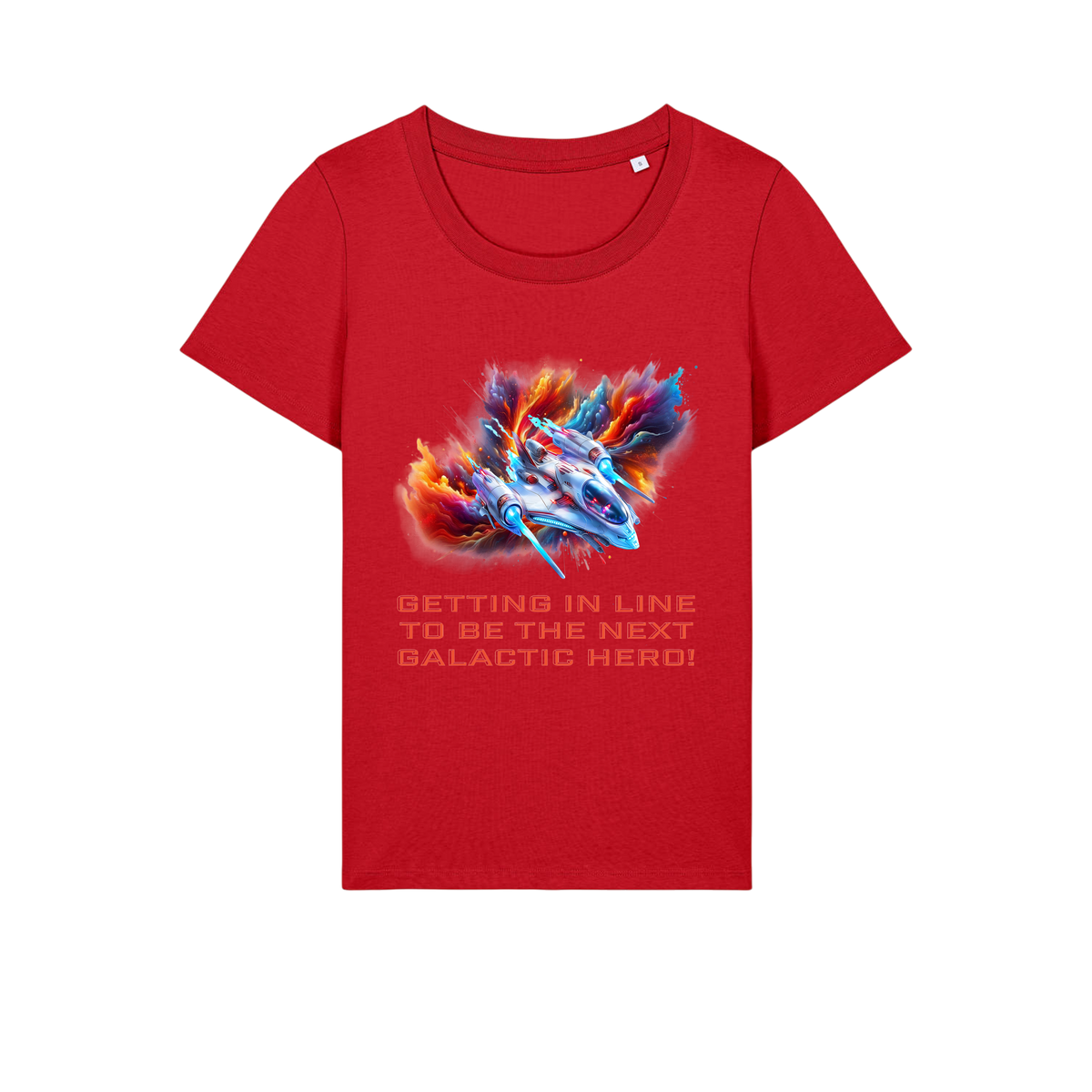 Galactic Hero - Ladies Fitted T-Shirt - Red (front)