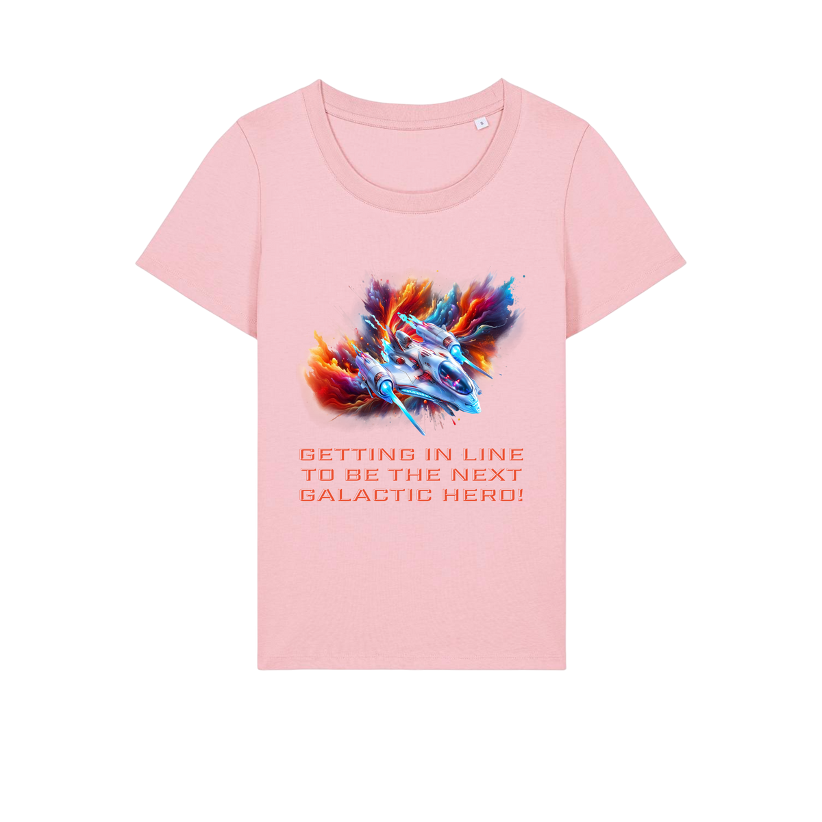 Galactic Hero - Ladies Fitted T-Shirt - Cotton Pink (front)