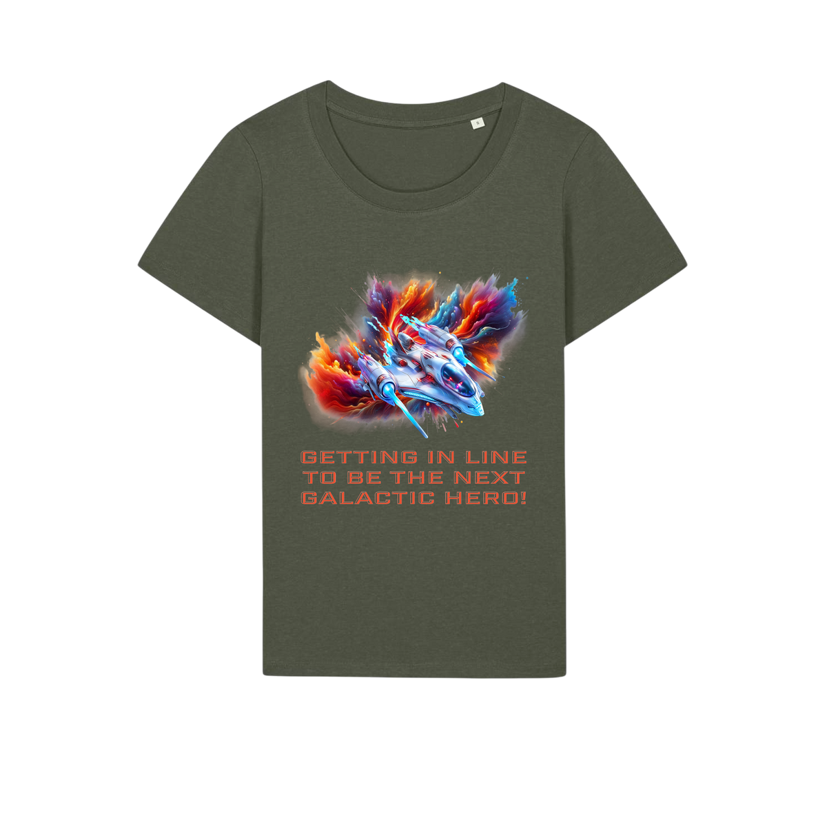 Galactic Hero - Ladies Fitted T-Shirt - Khaki (front)