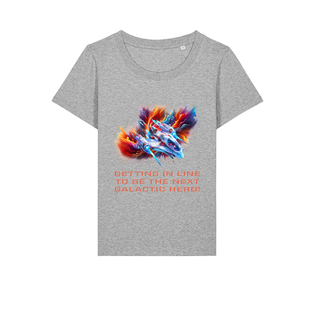 Galactic Hero - Ladies Fitted T-Shirt - Heather Grey (front)