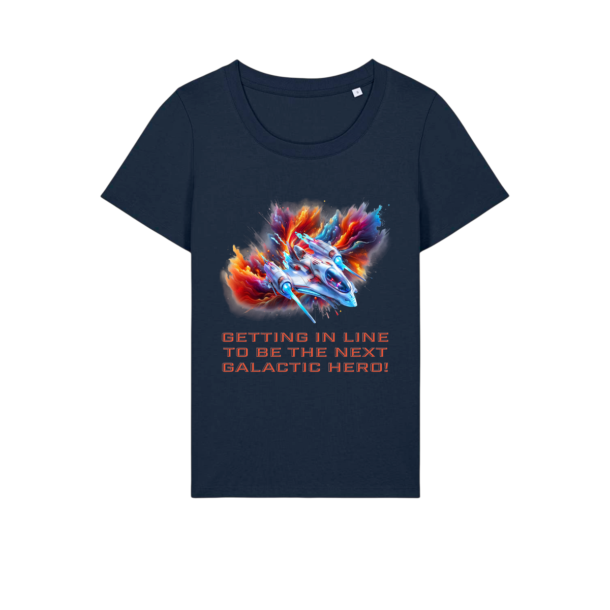 Galactic Hero - Ladies Fitted T-Shirt - French Navy (front)