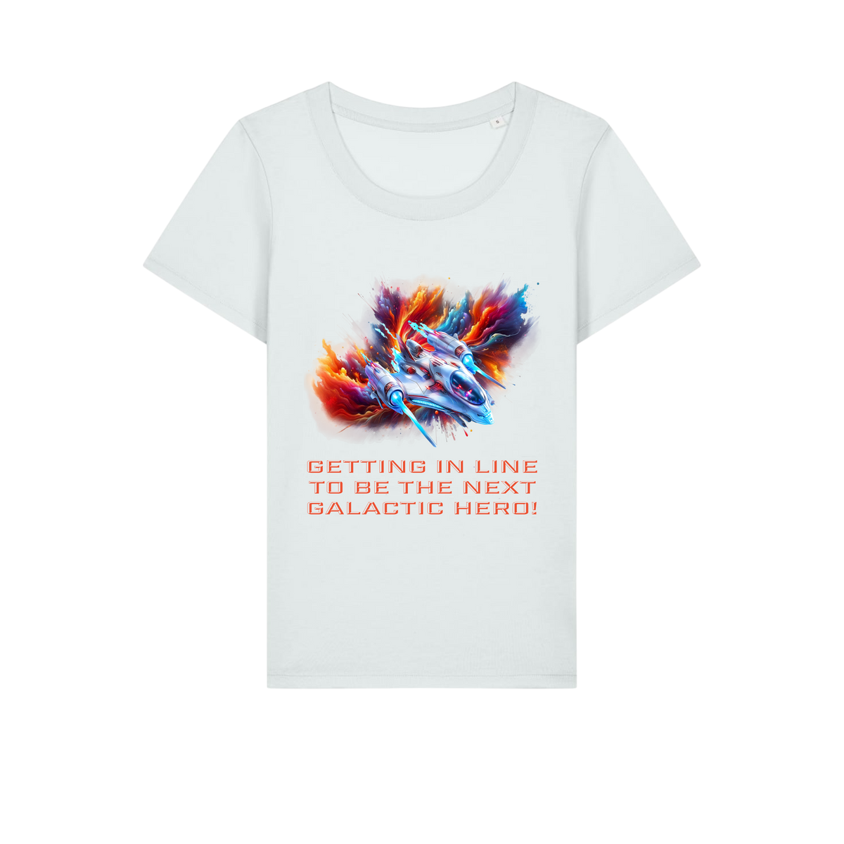 Galactic Hero - Ladies Fitted T-Shirt - Ice Blue (front)