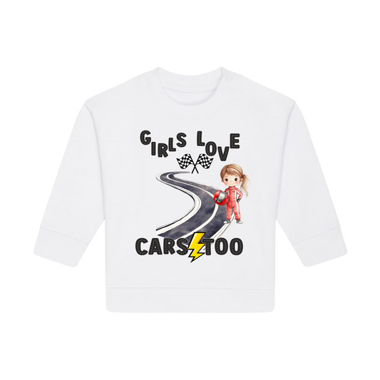 Girls Love Cars - Baby Sweatshirt - White (front)