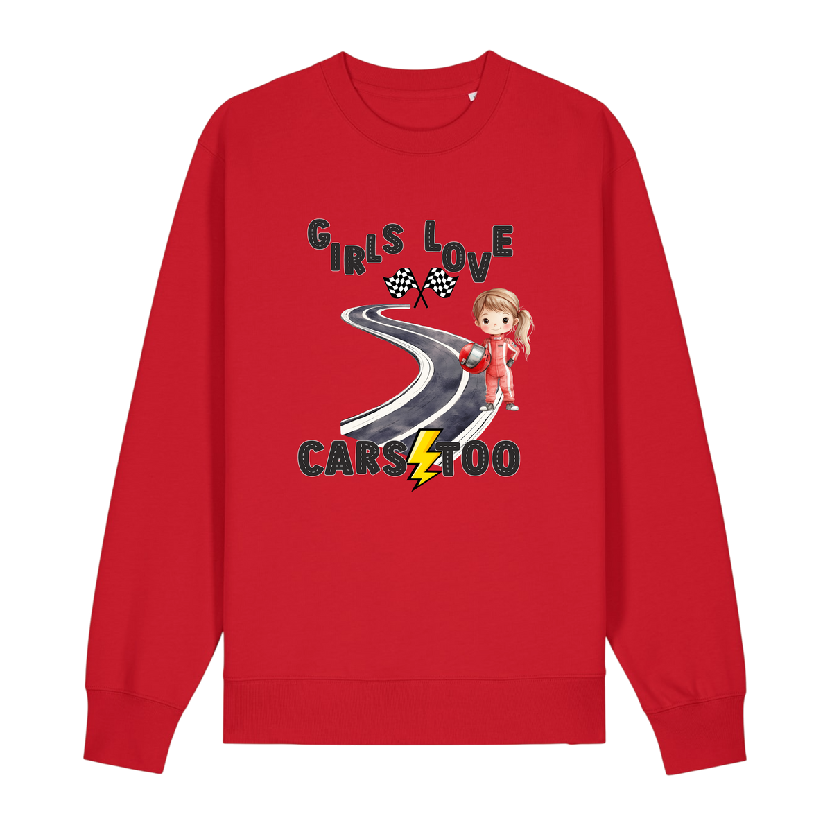 Girls Love Cars - Unisex Sweatshirt - Red (front)