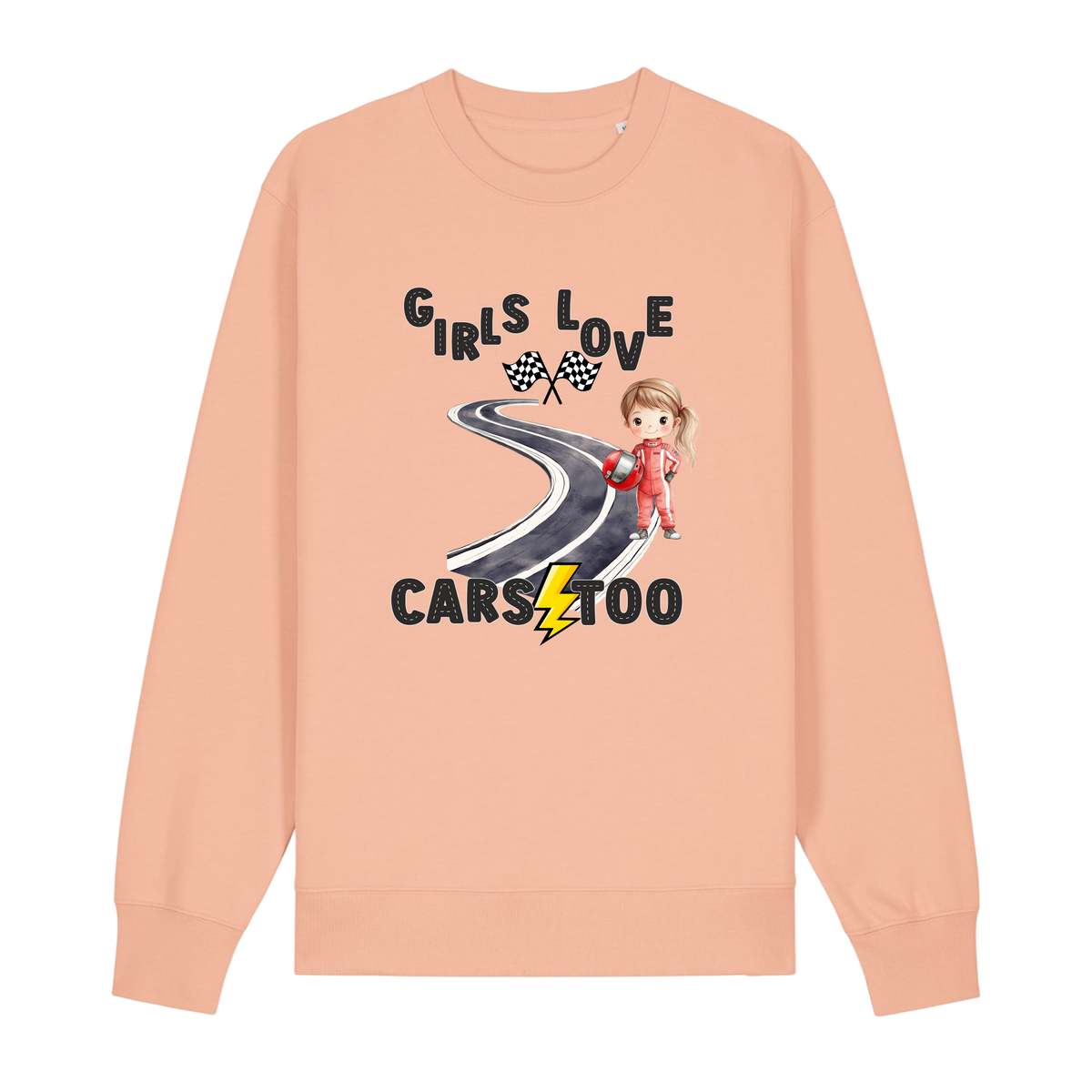 Girls Love Cars - Unisex Sweatshirt - Fraiche Peche (front)