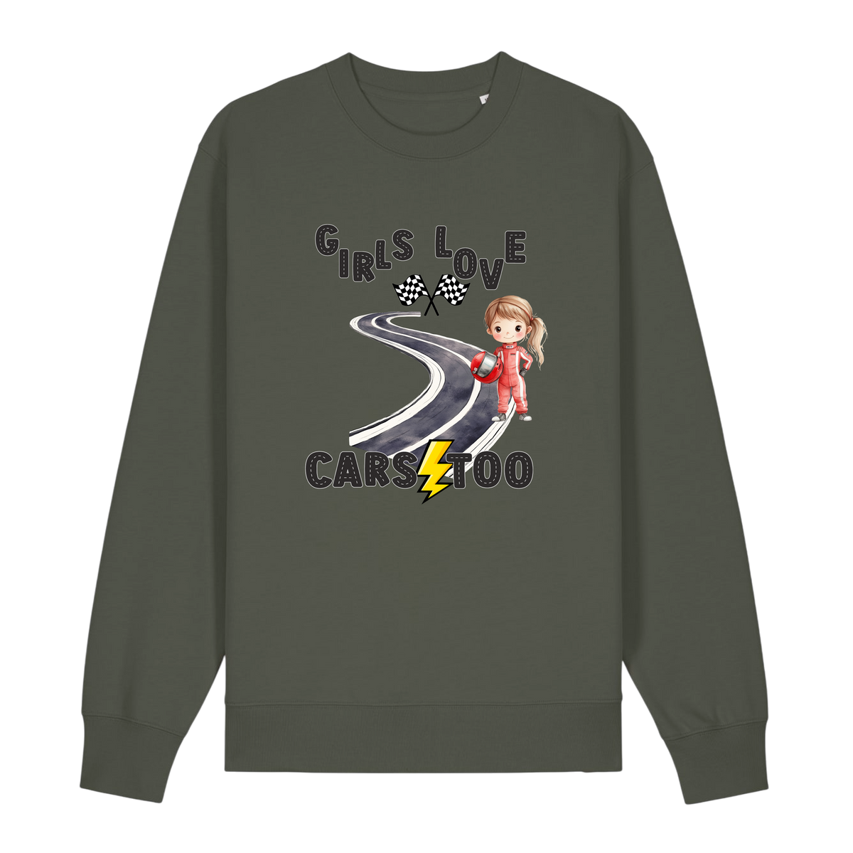 Girls Love Cars - Unisex Sweatshirt - Khaki (front)