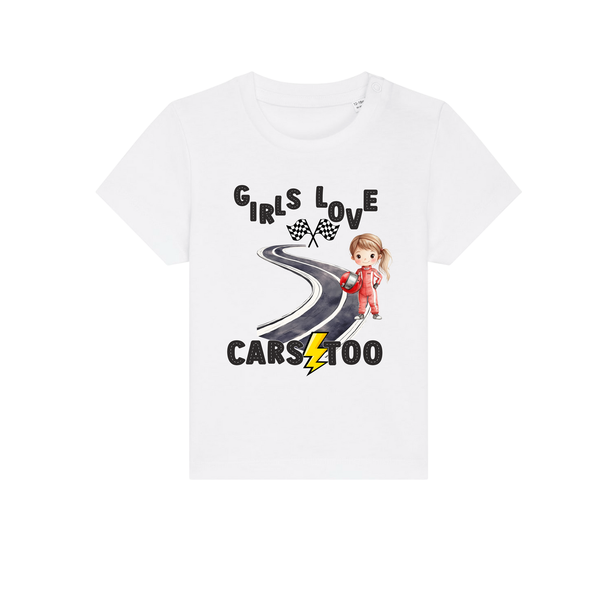 Girls Love Cars - Baby T-Shirt - White (front)