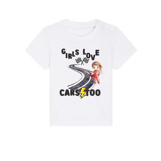 Girls Love Cars - Baby T-Shirt - White (front)