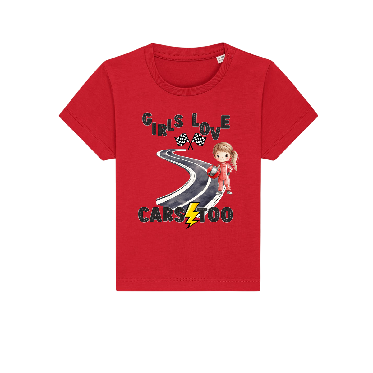Girls Love Cars - Baby T-Shirt - Red (front)