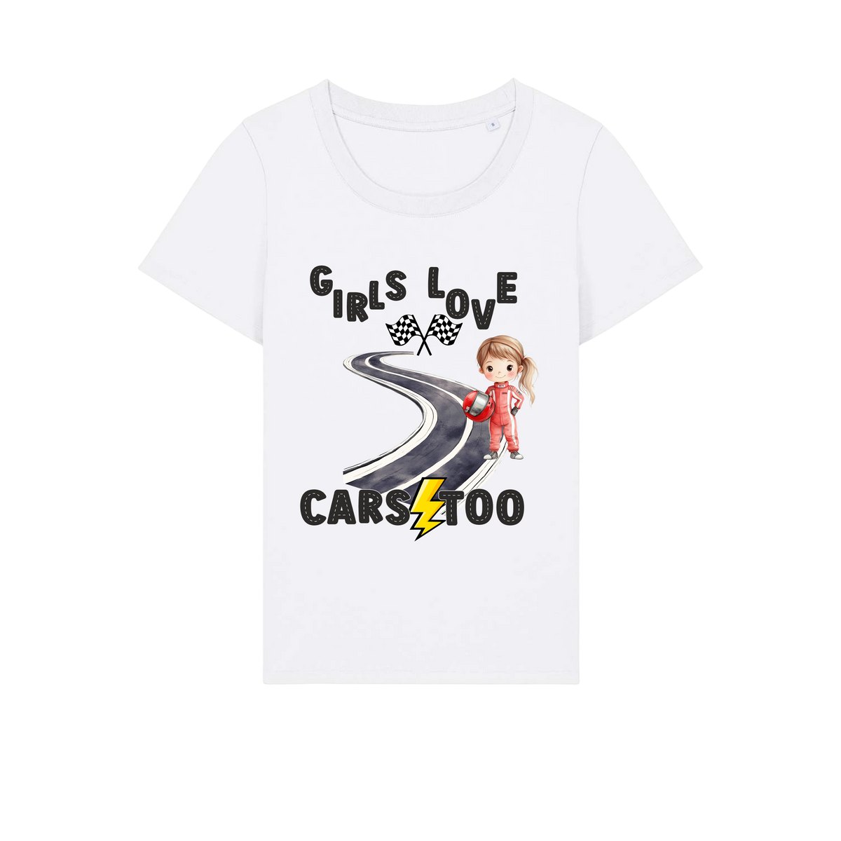 Girls Love Cars - Ladies Fitted T-Shirt - White (front)