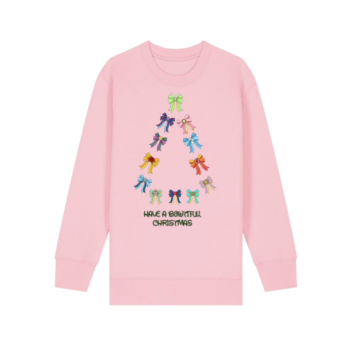 Have A Bowtiful Christmas - Kids Sweatshirt - Cotton Pink (front)