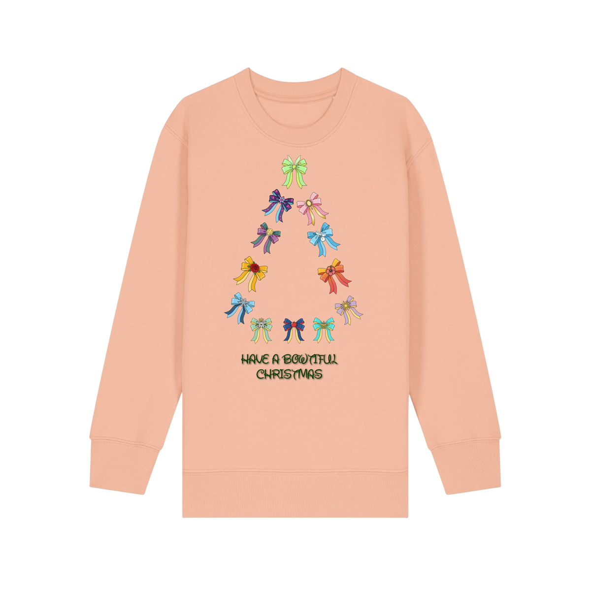 Have A Bowtiful Christmas - Kids Sweatshirt - Fraiche Peche (front)