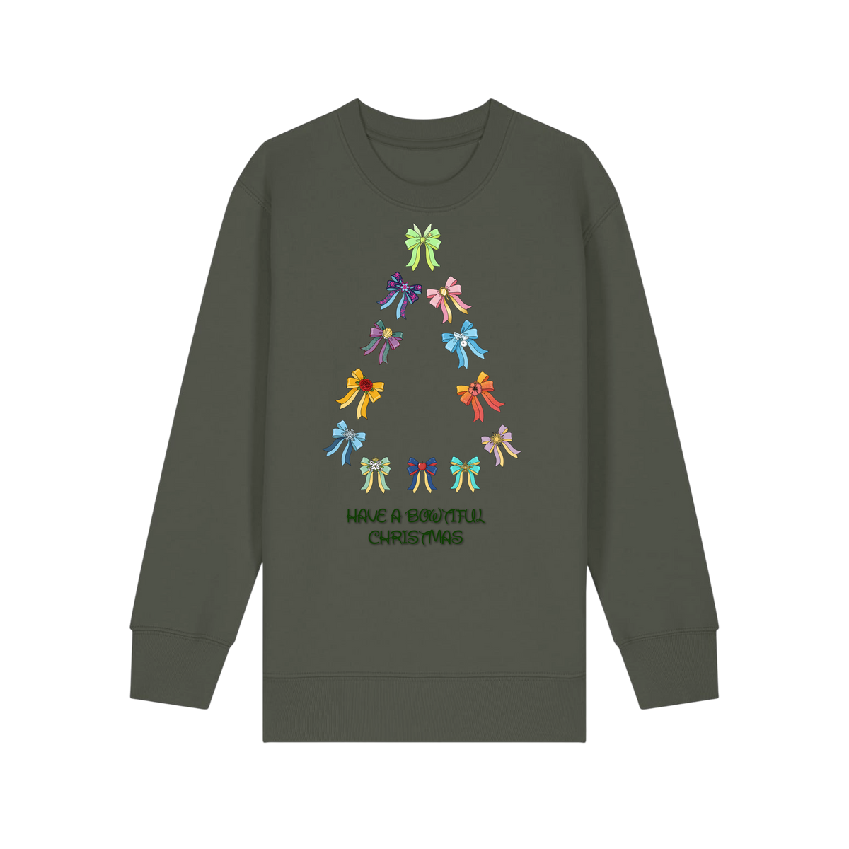 Have A Bowtiful Christmas - Kids Sweatshirt - Khaki (front)