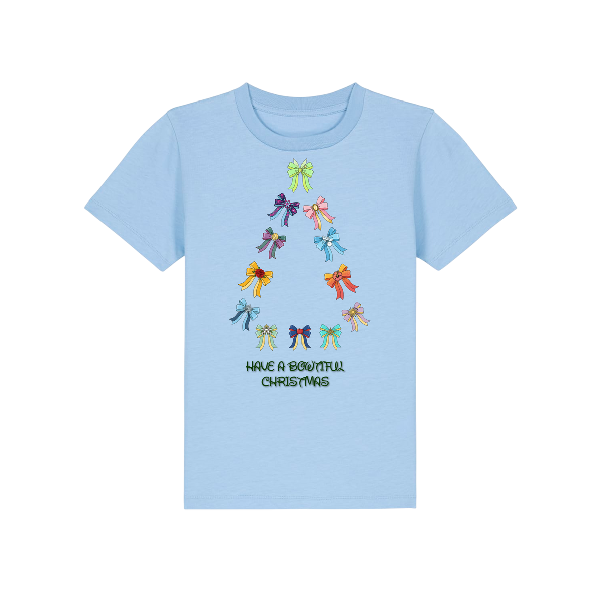 Have A Bowtiful Christmas - Kids T-Shirt - Blue Soul (front)