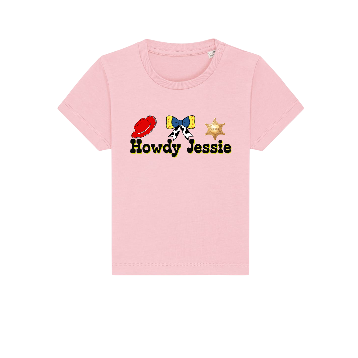 Howdy Jessie - Baby T-Shirt - Cotton Pink (front)