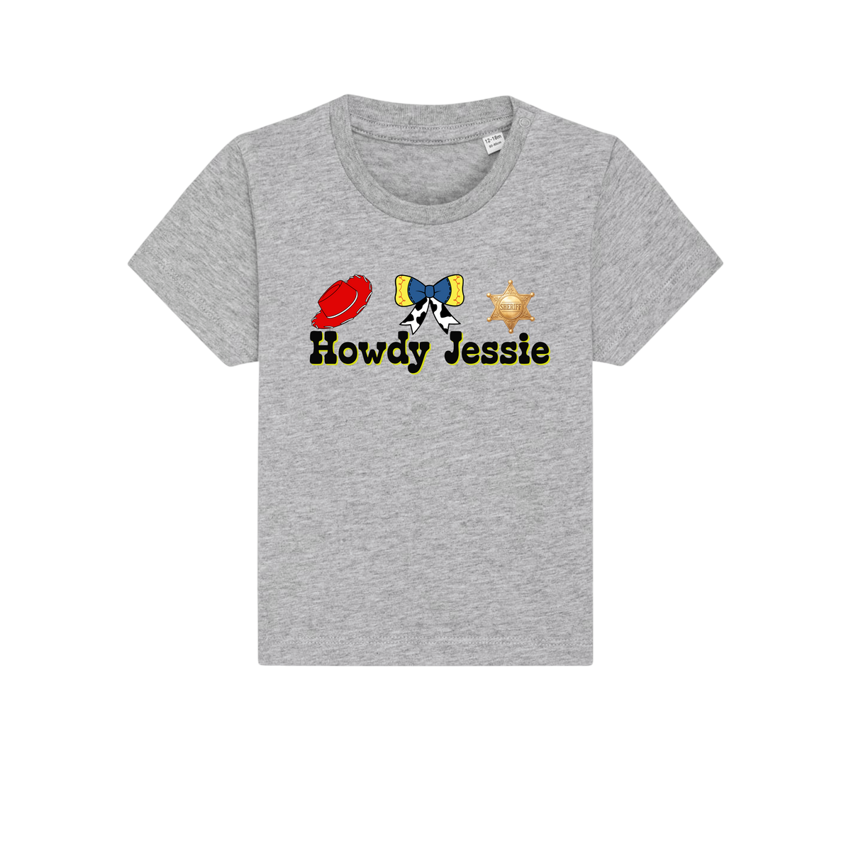 Howdy Jessie - Baby T-Shirt - Heather Grey (front)