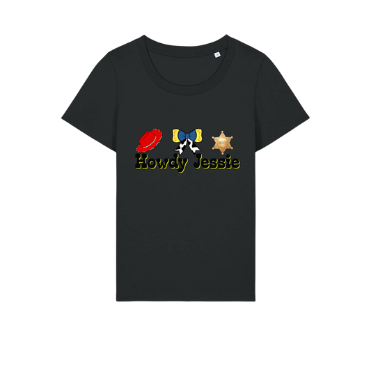Howdy Jessie - Ladies Fitted T-Shirt - Black (front)