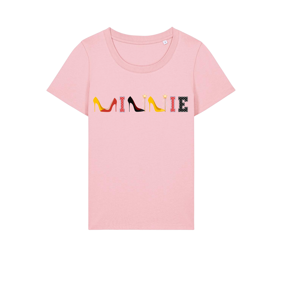 Minnie Shoes - Ladies Fitted T-Shirt - Cotton Pink (front)