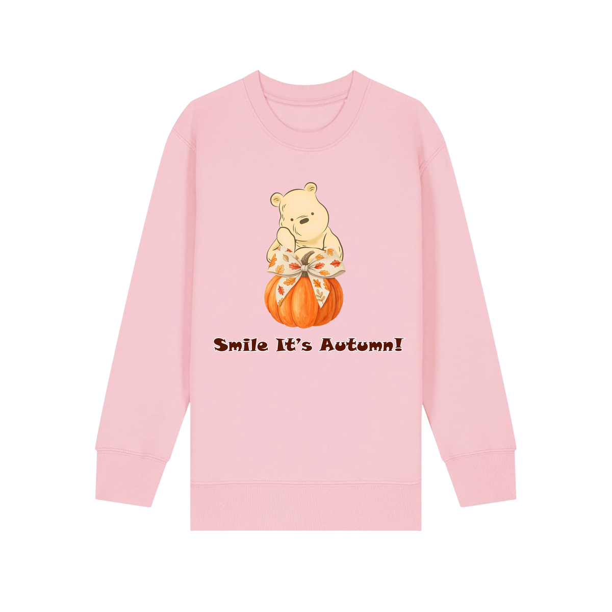 Pooh Bear Autumn - Kids Sweatshirt - Cotton Pink (front)