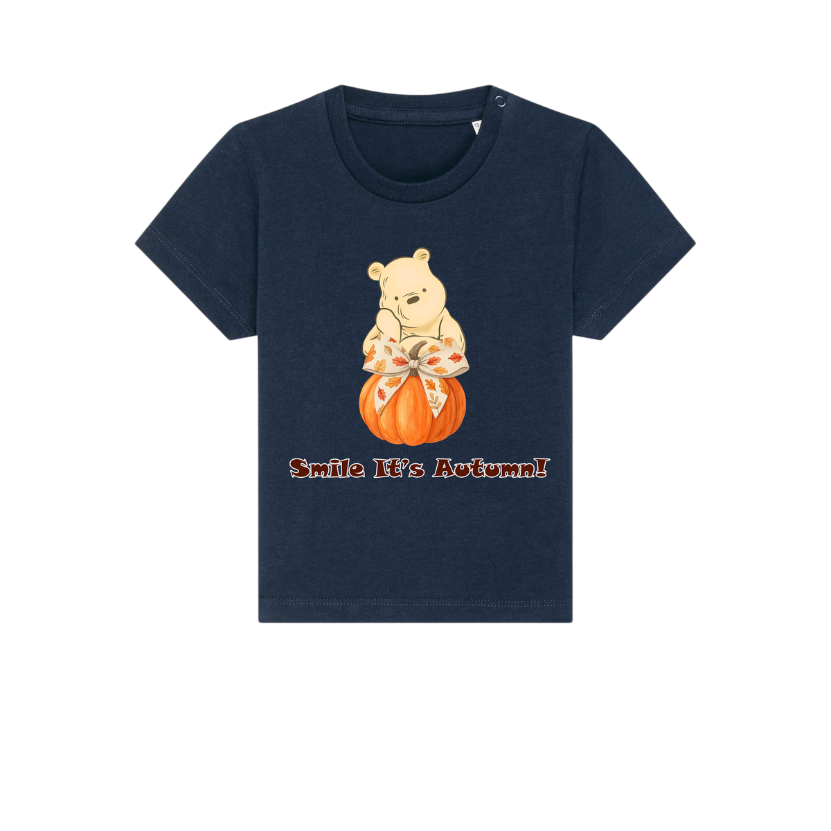 Pooh Bear Autumn - Baby T-Shirt - French Navy (front)