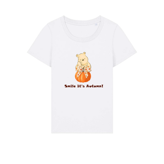 Pooh Bear Autumn - Ladies Fitted T-Shirt - White (front)
