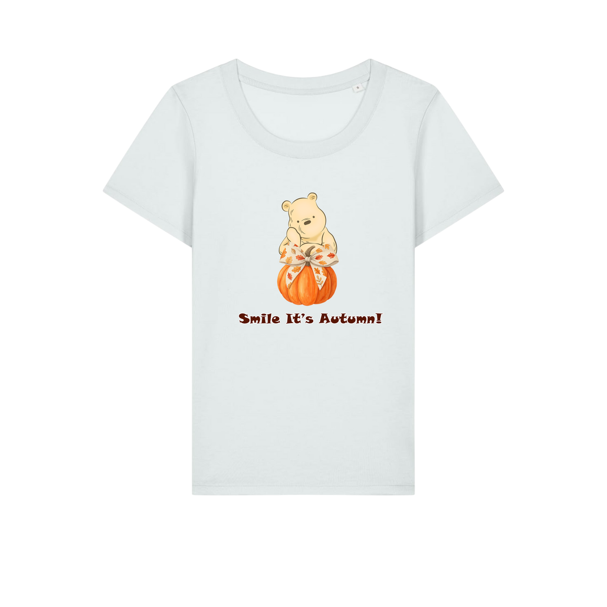 Pooh Bear Autumn - Ladies Fitted T-Shirt - Ice Blue (front)