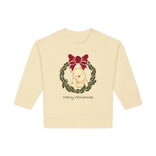 Pooh Bear Wreath - Baby Sweatshirt - Butter (front)
