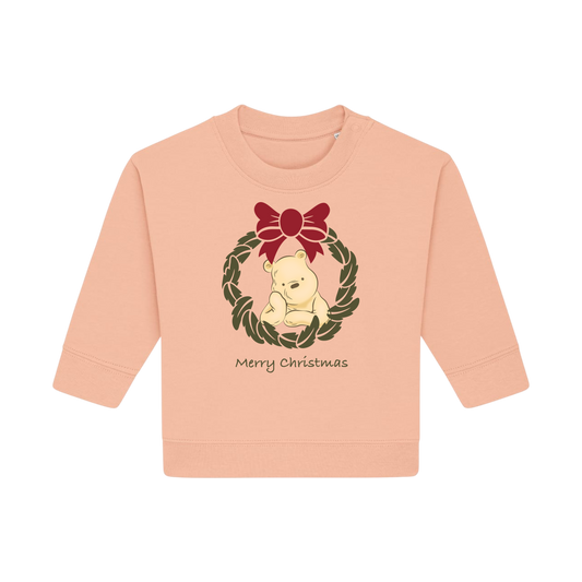 Pooh Bear Wreath - Baby Sweatshirt - Fraiche Peche (front)