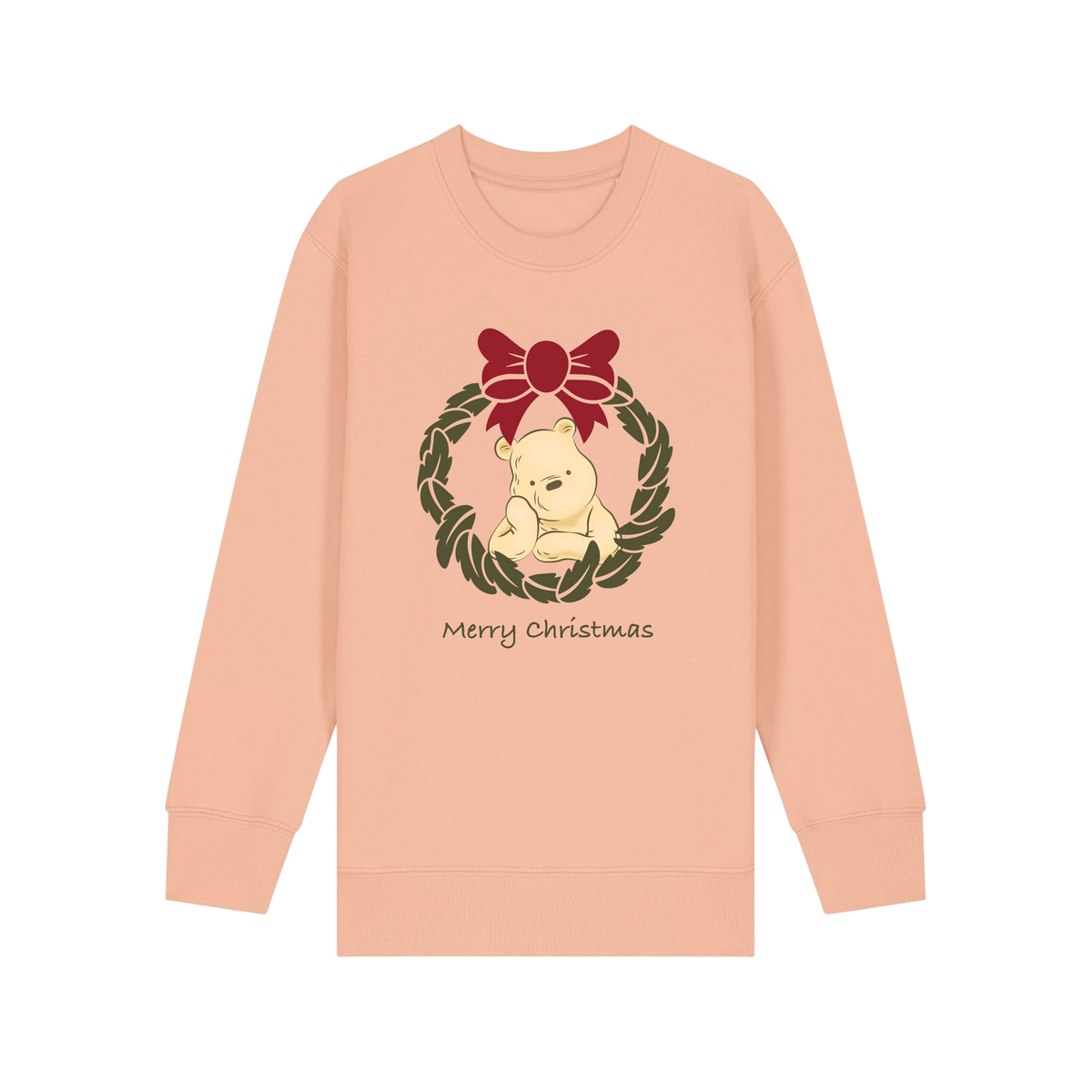 Pooh Bear Wreath - Kids Sweatshirt - Fraiche Peche (front)