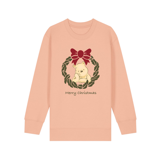 Pooh Bear Wreath - Kids Sweatshirt - Fraiche Peche (front)